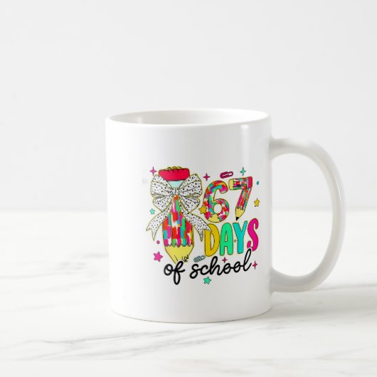 67 Days Of School Pencil Coquette Teacher Student Kaffeetasse (Rechts)