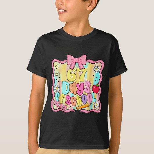 67 Days Of School Preppy 67th Day Of School Teache T-Shirt (Vorderseite)