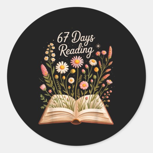 67 Days Of School Reading Books Teacher 67th Day O Runder Aufkleber (Vorderseite)