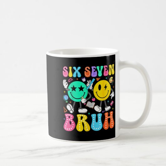 67 Days Of School Six Seven Bruh Meme Smile Face B Kaffeetasse (Rechts)
