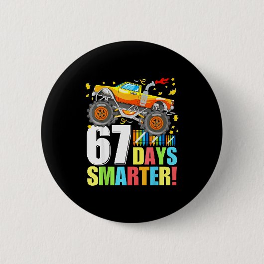 67 Days Of School Smarter Funny Six Seven Monster Button (Vorderseite)