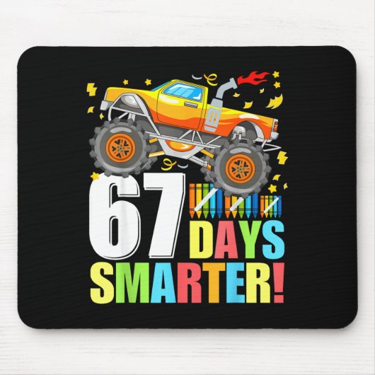 67 Days Of School Smarter Funny Six Seven Monster Mousepad (Vorne)