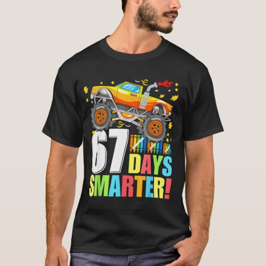 67 Days Of School Smarter Funny Six Seven Monster  T-Shirt (Vorderseite)