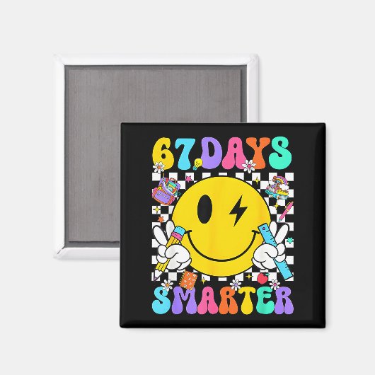 67 Days Of School Smile Face 67 Days Smarter Teach Magnet (Vorderseite/Rückseite)