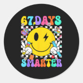 67 Days Of School Smile Face 67 Days Smarter Teach Runder Aufkleber (Vorderseite)