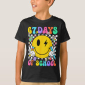 67 Days Of School Smile Face 67 Days Smarter Teach T-Shirt (Vorderseite)