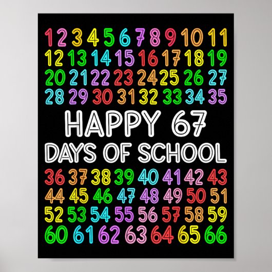 67 Days Of School Teacher Kids Boy 67 Math Numbers Poster (Vorne)