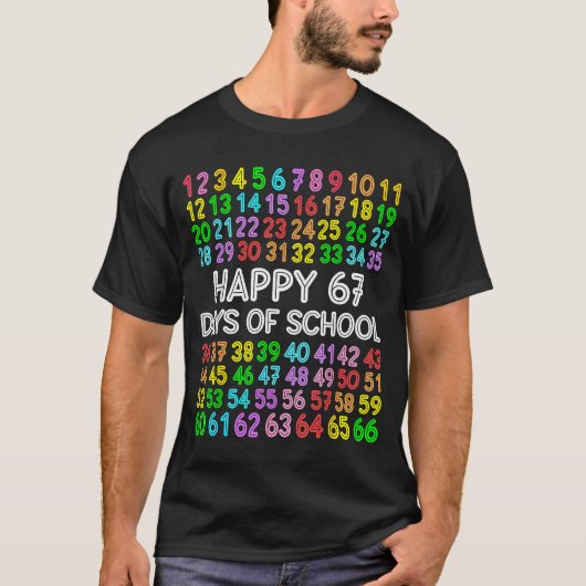 67 Days Of School Teacher Kids Boy 67 Math Numbers T-Shirt (Vorderseite)