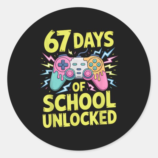 67 Days Of School Unlocked Gamer Gaming Boys Ice C Runder Aufkleber (Vorderseite)