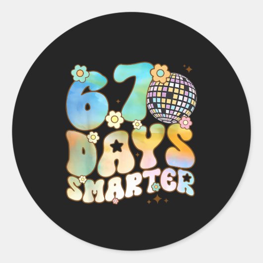 67 Days Smarter 67 Days School Teacher Students Me Runder Aufkleber (Vorderseite)