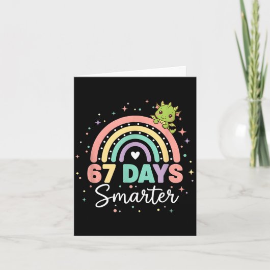 67 Days Smarter Funny Dragon Rainbow Kids 67 Meme Karte (Vorderseite)