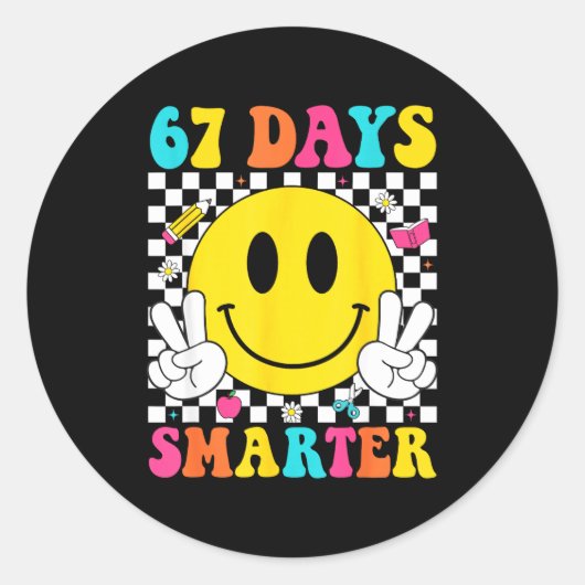 67 Days Smarter Funny Six Seven 6 7 Meme Gen Alpha Runder Aufkleber (Vorderseite)