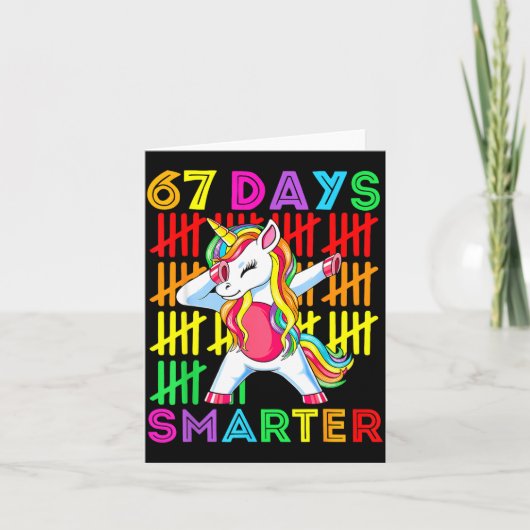 67 Days Smarter Kids Girls Unicorn 67th Day Of Sch Karte (Vorderseite)