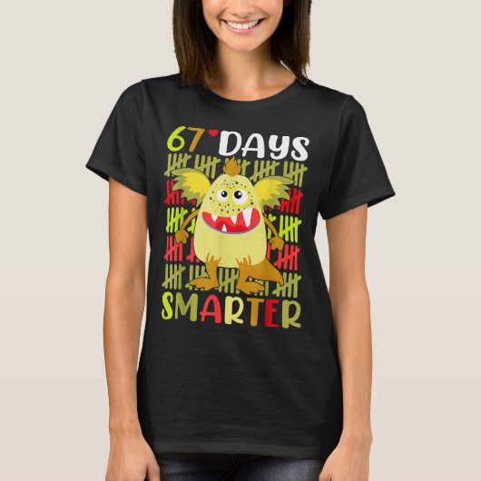 67 Days Smarter Little Monster 67th Day School Gir T-Shirt (Vorderseite)