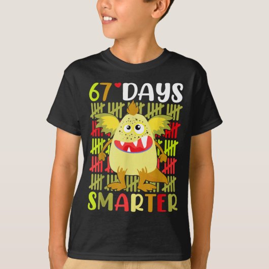 67 Days Smarter Little Monster 67th Day School Gir T-Shirt (Vorderseite)