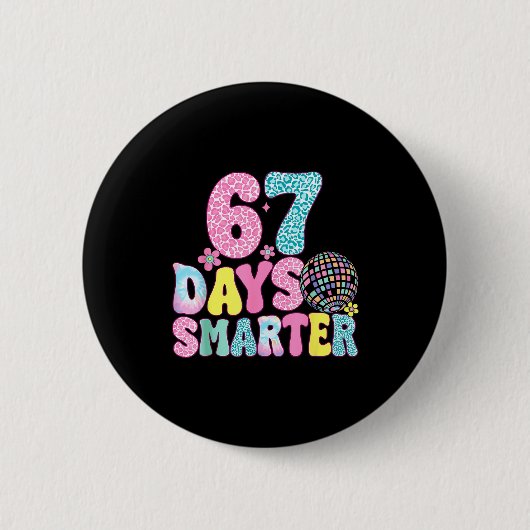 67 Days Smarter Rainbow Back To School Teacher Kid Button (Vorderseite)