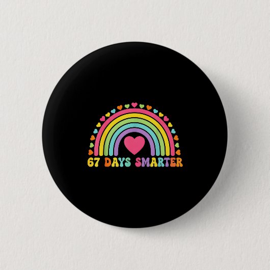 67 Days Smarter Rainbow Heart Design For Teacher S Button (Vorderseite)