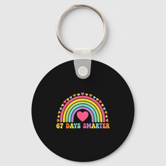 67 Days Smarter Rainbow Heart Design For Teacher S Schlüsselanhänger (Vorderseite)