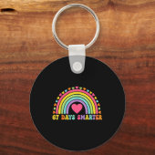 67 Days Smarter Rainbow Heart Design For Teacher S Schlüsselanhänger (Vorderseite)