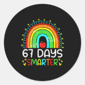 67 Days Smarter School Rainbow Teacher Days Smarte Runder Aufkleber (Vorderseite)