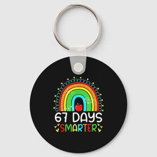 67 Days Smarter School Rainbow Teacher Days Smarte Schlüsselanhänger (Vorderseite)