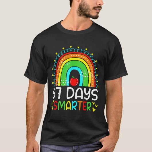 67 Days Smarter School Rainbow Teacher Days Smarte T-Shirt (Vorderseite)
