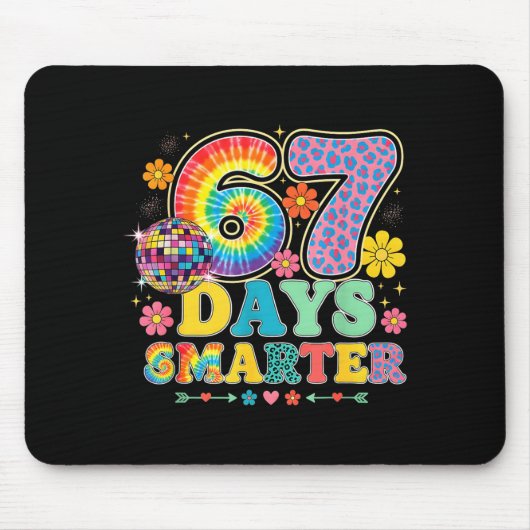 67 Days Smarter Tie Dye Girls Student Teacher 67 M Mousepad (Vorne)