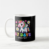 67 Days Smarter Unicorn Girl Kid Teacher 67th Day  Kaffeetasse (Links)