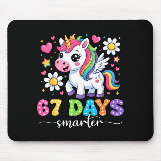 67 Days Smarter Unicorn Girl Kid Teacher 67th Day Mousepad (Vorne)