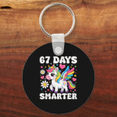 67 Days Smarter Unicorn Girl Kid Teacher 67th Day Schlüsselanhänger (Vorderseite)