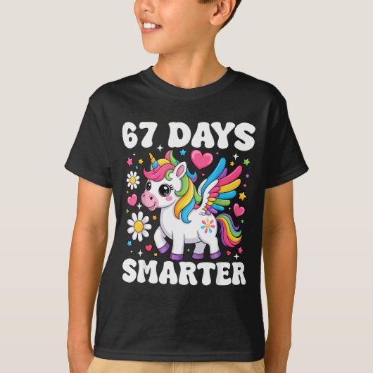 67 Days Smarter Unicorn Girl Kid Teacher 67th Day T-Shirt (Vorderseite)