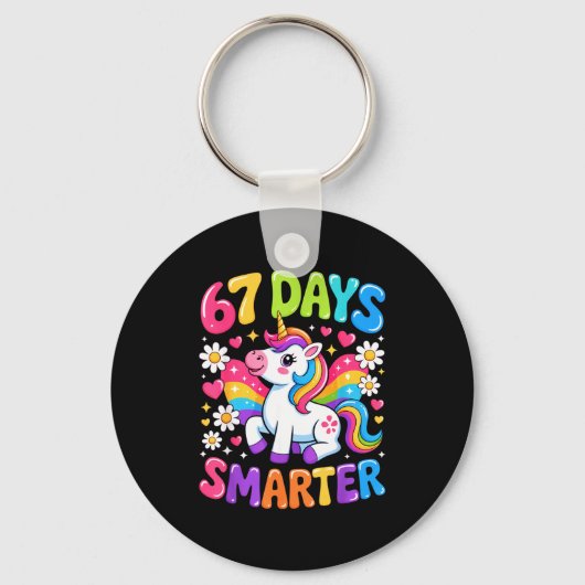 67 Days Smarter Unicorn Rainbow 67th Day Of School Schlüsselanhänger (Vorderseite)