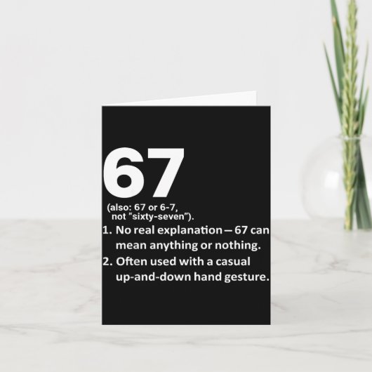 67 Definition Funny Six Seven Meme 6 7 Karte (Vorderseite)