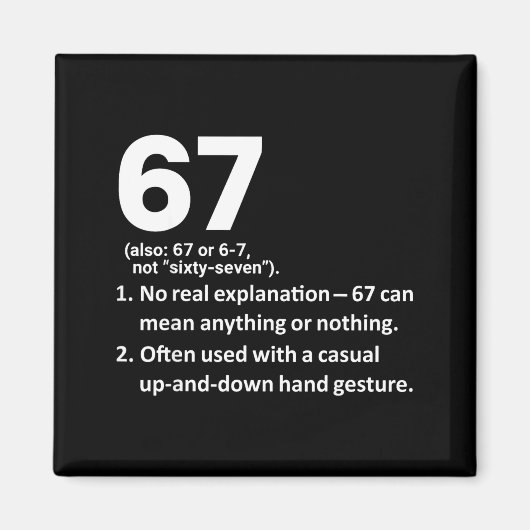 67 Definition lustig Six Seven Meme 6 7 Magnet (Vorne)