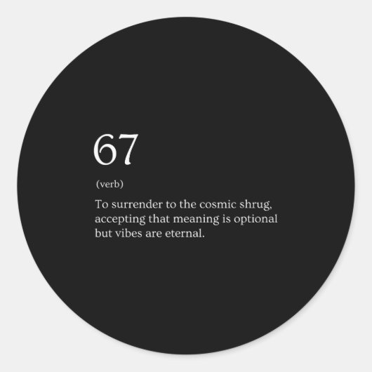 67 Definition Meme Runder Aufkleber (Vorderseite)