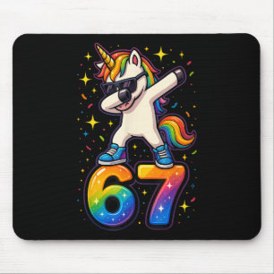 67 Einhorn Dabbing Six Seven Meme Lustig _1 Mousepad