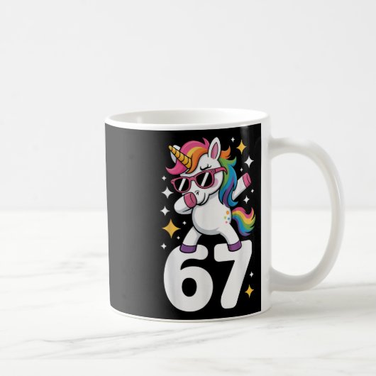 67 Einhorn Dabbing Six Seven Meme Lustig  Kaffeetasse (Rechts)