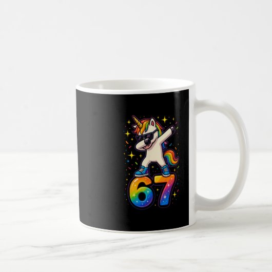 67 Einhorn Dabbing Six Seven Meme Lustig  Kaffeetasse (Rechts)