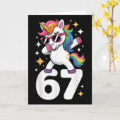 67 Einhorn Dabbing Six Seven Meme Lustig Karte (Gelbe Blume)