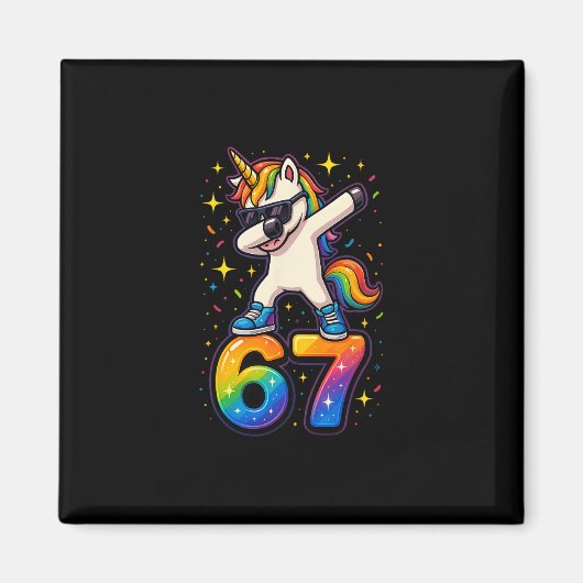 67 Einhorn Dabbing Six Seven Meme Lustig Magnet (Vorne)