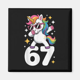 67 Einhorn Dabbing Six Seven Meme Lustig Magnet