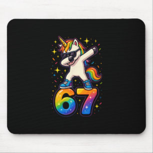 67 Einhorn Dabbing Six Seven Meme Lustig Mousepad
