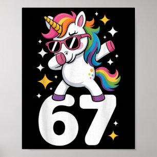 67 Einhorn Dabbing Six Seven Meme Lustig Poster