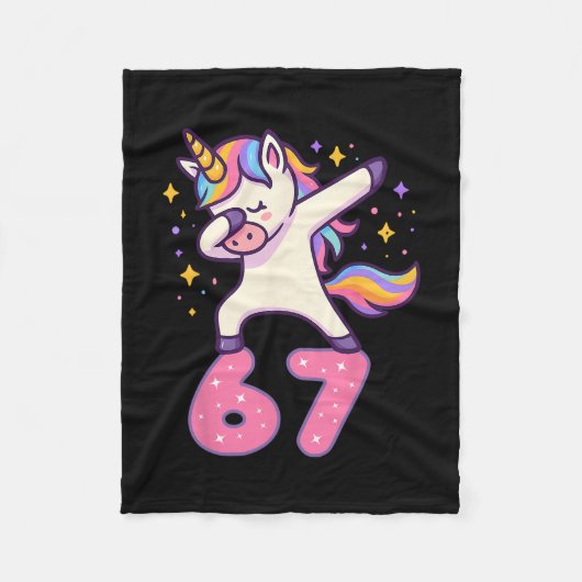 67 Einhorn für Mädchen Sechs Sieben Meme Brainrot  Fleecedecke (Vorderseite)