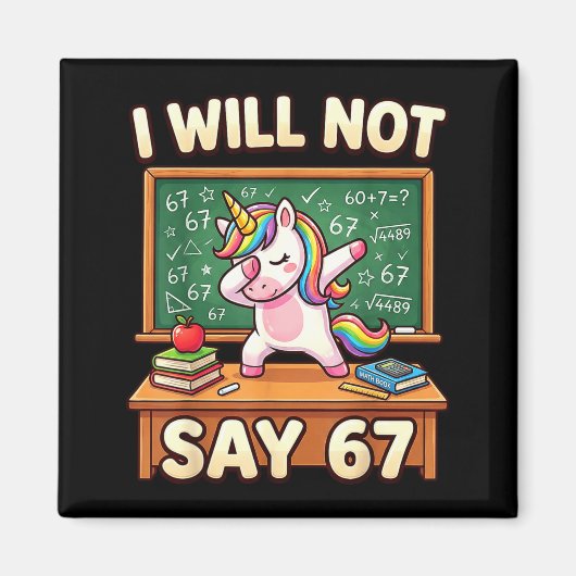 67 Einhorn Für Mädchen Sechs Sieben Meme Brainrot  Magnet (Vorne)