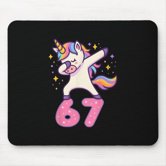 67 Einhorn für Mädchen Sechs Sieben Meme Brainrot  Mousepad (Vorne)