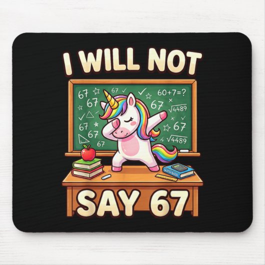 67 Einhorn für Mädchen Sechs Sieben Meme Brainrot Mousepad (Vorne)