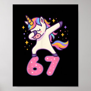 67 Einhorn für Mädchen Sechs Sieben Meme Brainrot Poster