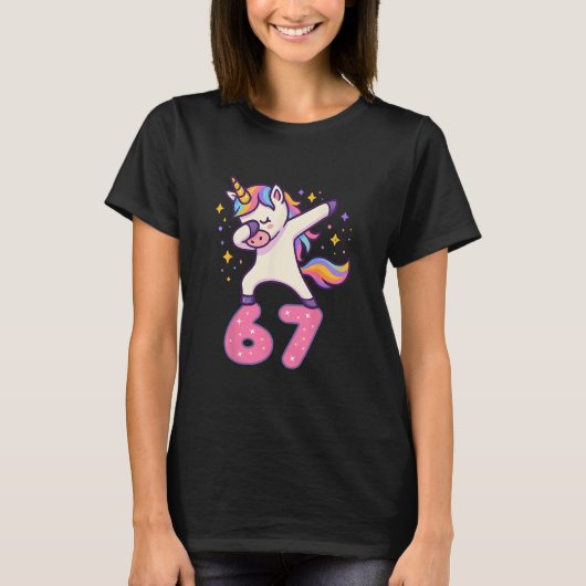 67 Einhorn für Mädchen Sechs Sieben Meme Brainrot  T-Shirt (Vorderseite)
