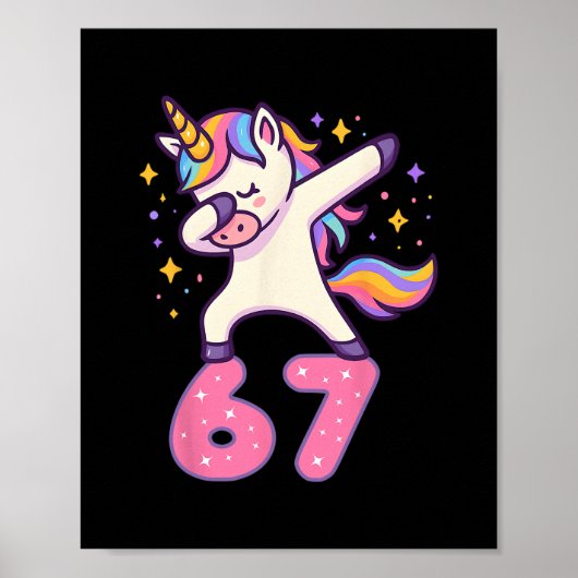 67 Einhorn für Mädchen Six Sieben Meme Brainrot Fu Poster (Vorne)